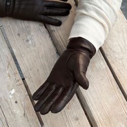 Brun dame skindhandske - Linda fra Levinsky