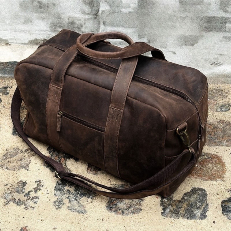 Brun weekendtaske læder - Sydney fra Freja skind