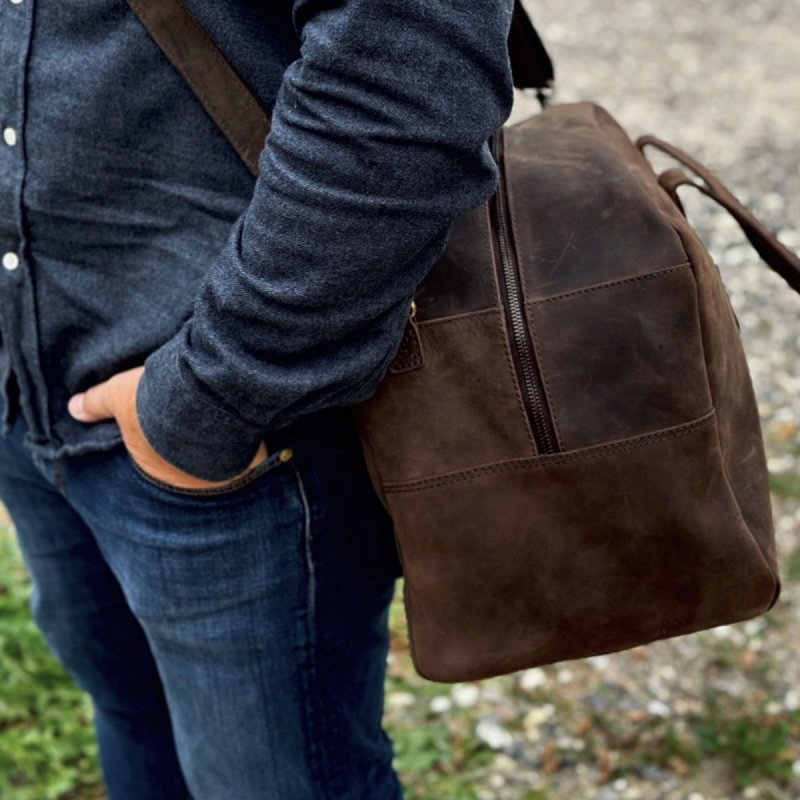 Brun weekendtaske læder - Sydney fra Freja skind