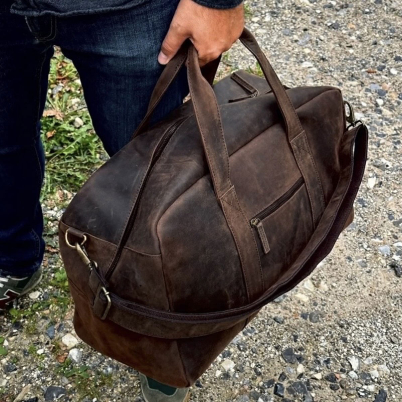 Brun weekendtaske læder - Sydney fra Freja skind