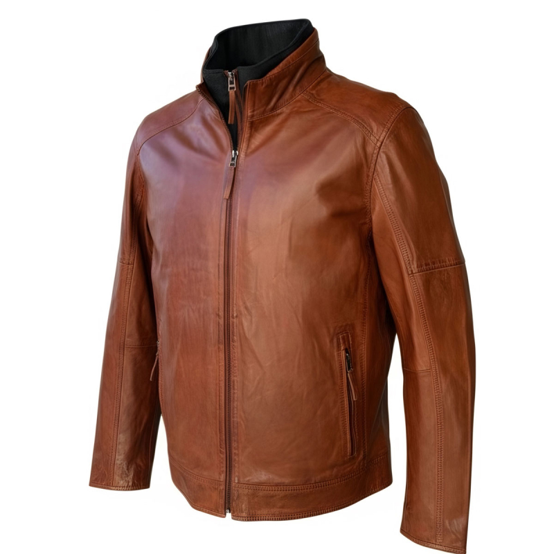 John herre jakke i cobber brown blød lammeskid - Freja skind