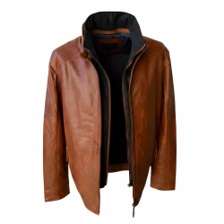 John herre jakke i cobber brown blød lammeskid - Freja skind