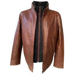 John herre jakke i cobber brown blød lammeskid - Freja skind