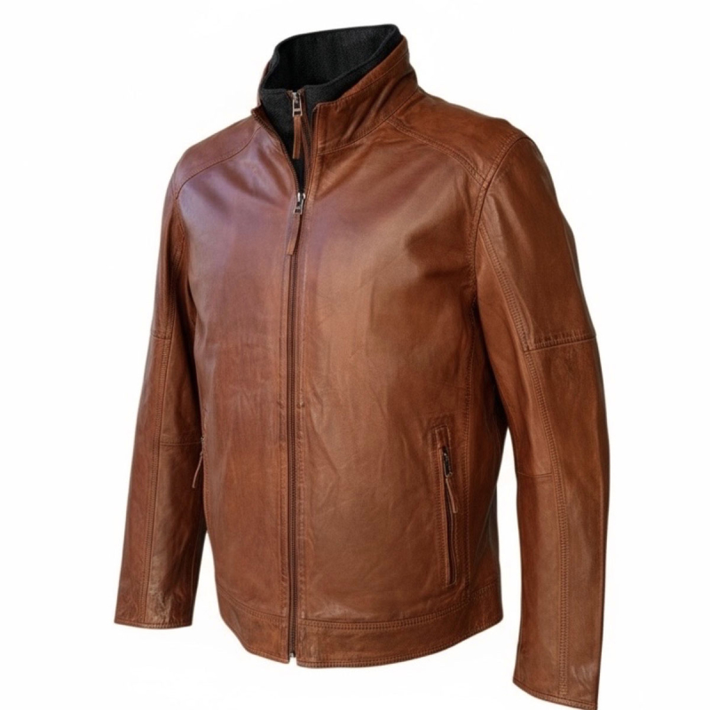 John herre jakke i cobber brown blød lammeskid - Freja skind