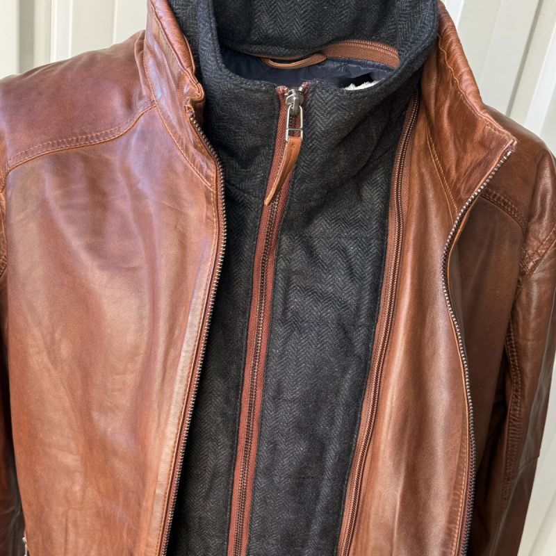 John herre jakke i cobber brown blød lammeskid - Freja skind