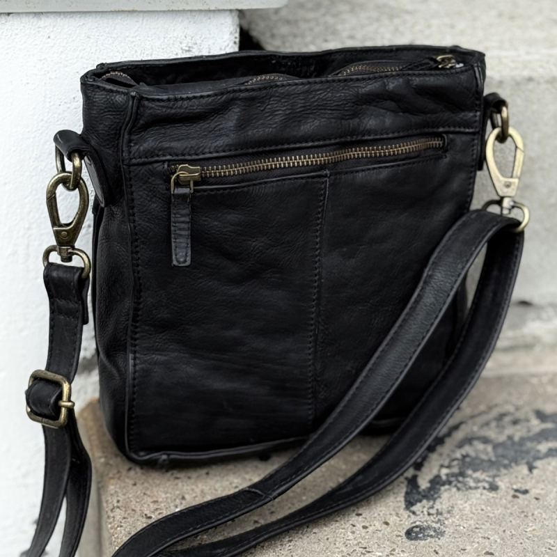 sort Alpha crossbody - Freja skind
