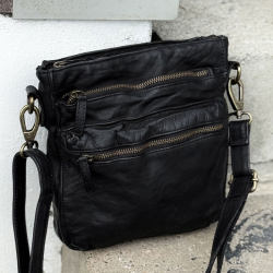sort Alpha crossbody - Freja skind