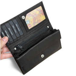 sort damepung i kalveskind - rummelig model - Leather design - Freja skind