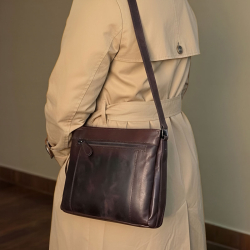 Else skuldertaske i brun skind - Leather design - Freja skind