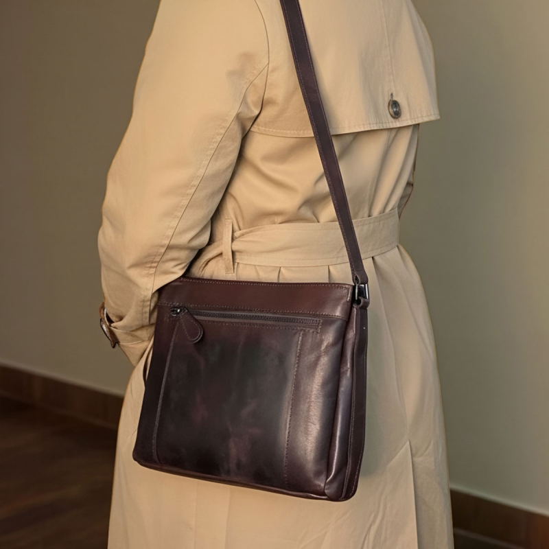 Else skuldertaske i brun skind - Leather design - Freja skind
