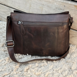 Else skuldertaske i brun skind - Leather design - Freja skind