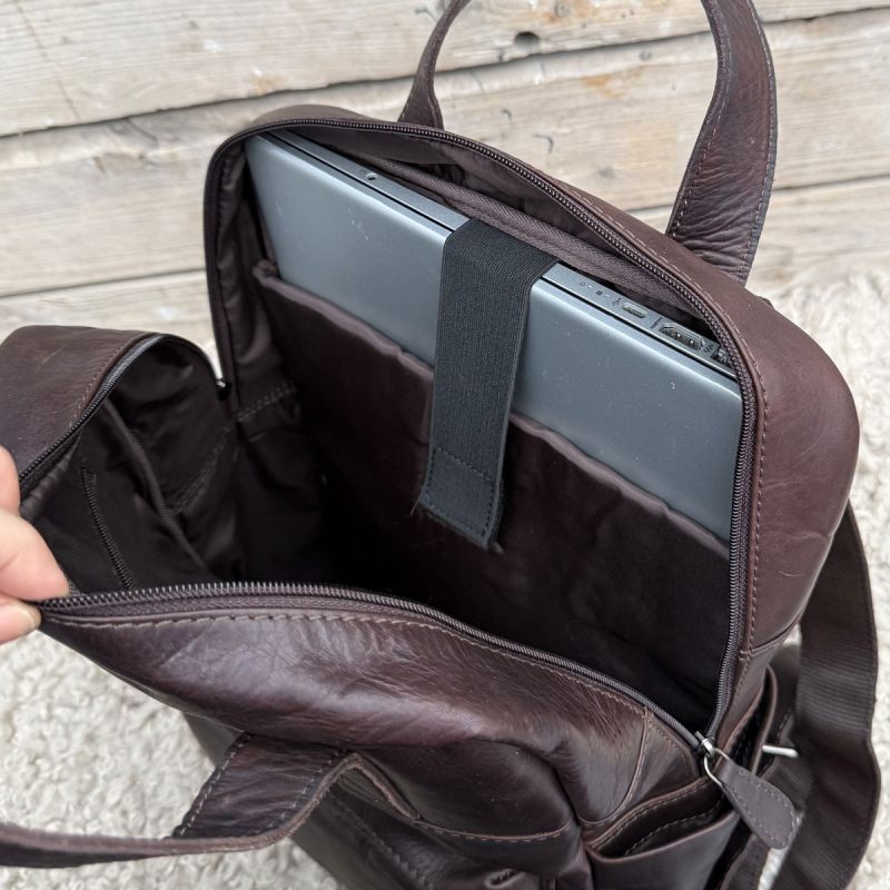 Rotterdam rygsæk i mørk brun bøffel - Leather design - Freja skind