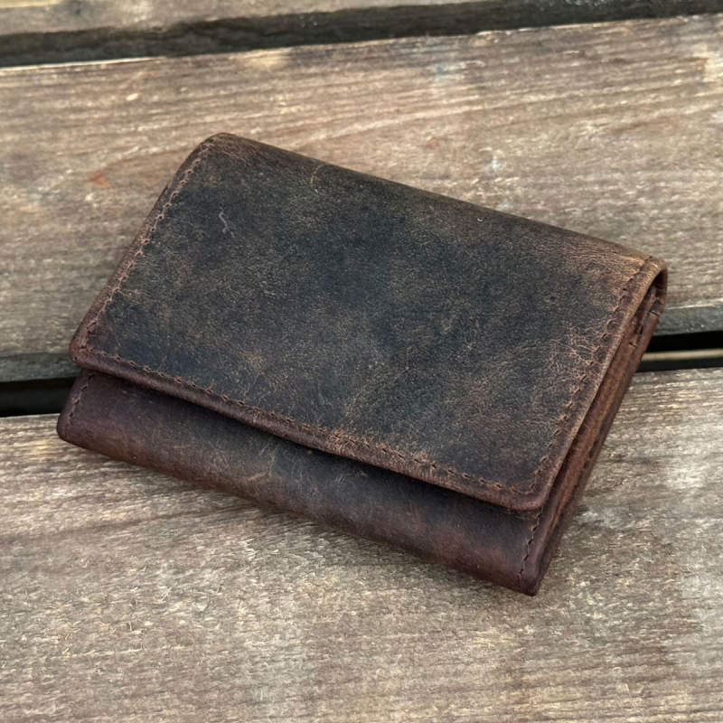 Mini pung i hunter brun læder - Buster fra Leather design