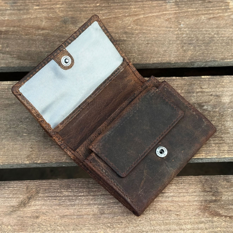 Mini pung i hunter brun læder - Buster fra Leather design