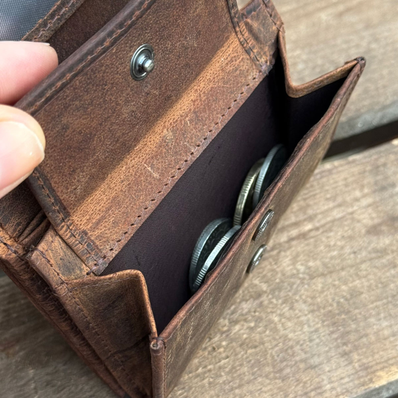 Mini pung i hunter brun læder - Buster fra Leather design