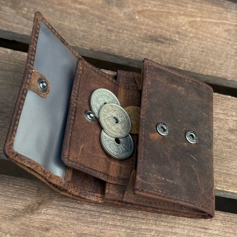 Mini pung i hunter brun læder - Buster fra Leather design