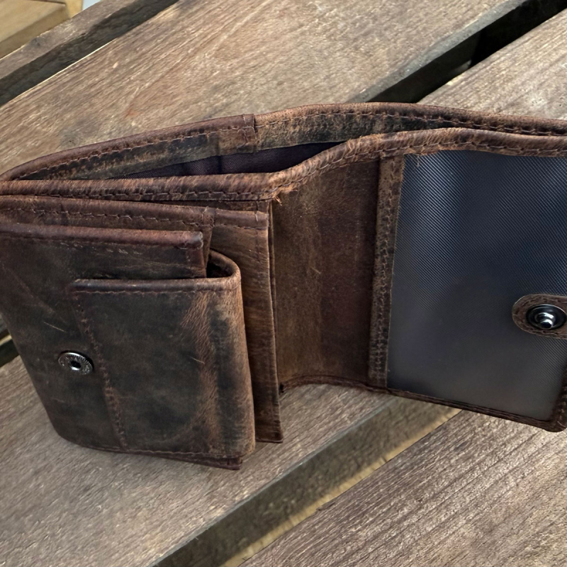 Mini pung i hunter brun læder - Buster fra Leather design
