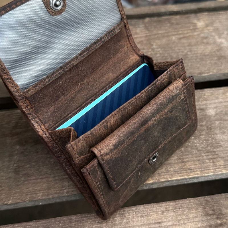 Mini pung i hunter brun læder - Buster fra Leather design