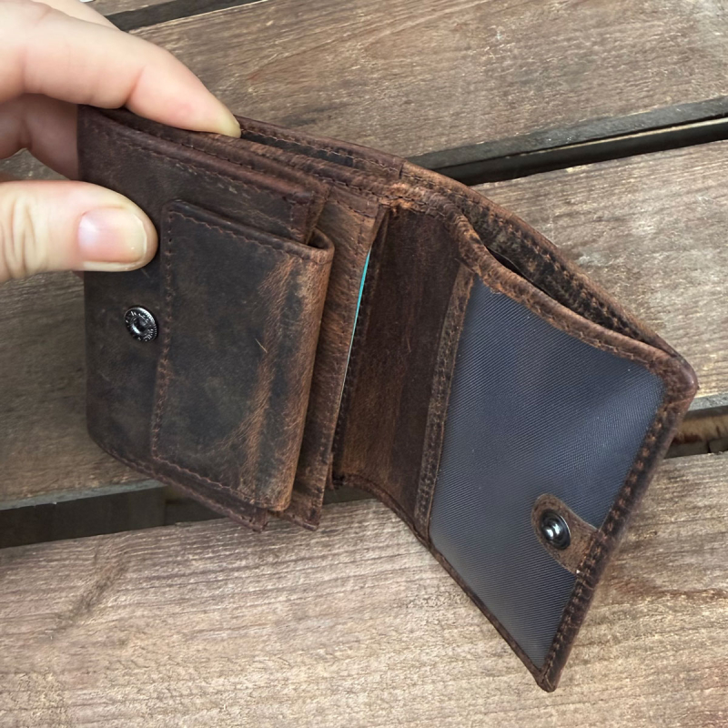Mini pung i hunter brun læder - Buster fra Leather design