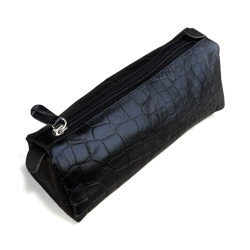 Lotte kosmetikpung - penalhus - etui - Crocopræget sort læder - Leather design