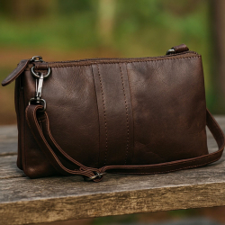 Petra skuldertasker i mørk brun bøffellæder - Leather design - Freja skind