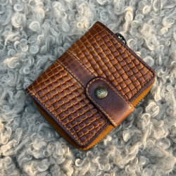 anne damepung i patineret cognac læder - Rfid beskyt - Leather design - Freja skind