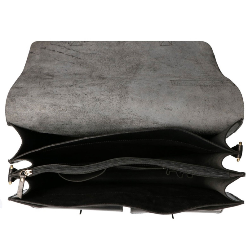 Sort oxford arbejdstaske - Retro stil - kraftig kernelæder - skolelærer  - Freja skind