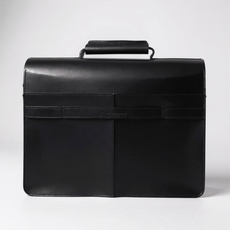 Sort oxford arbejdstaske - Retro stil - kraftig kernelæder - skolelærer  - Freja skind