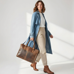 Lady pc taske i hunter brun bøffel - Leather design - Freja skind