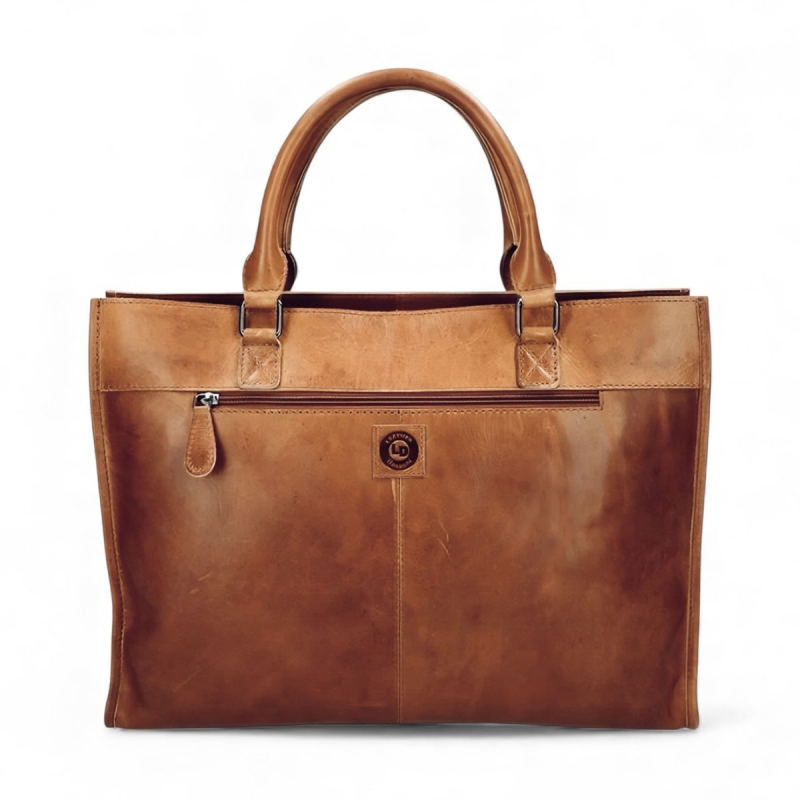 Pamela arbejdstaske i læder - cognac - UR 1215 Leather design - Freja skind