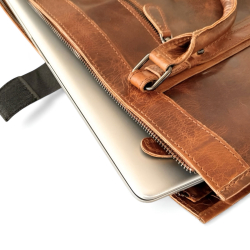 Pamela arbejdstaske i læder - cognac - UR 1215 Leather design - Freja skind