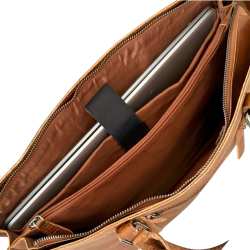 Pamela arbejdstaske i læder - cognac - UR 1215 Leather design - Freja skind