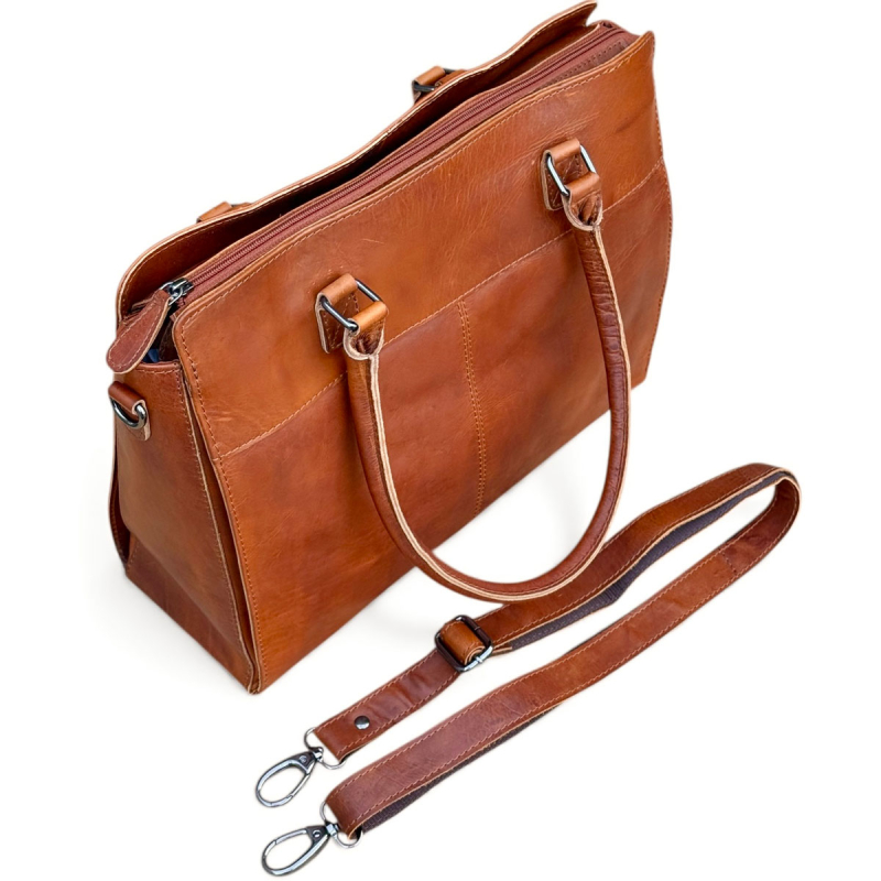 Dam pc-väska i cognac buffelläder - För 15,6" pc - Leather design