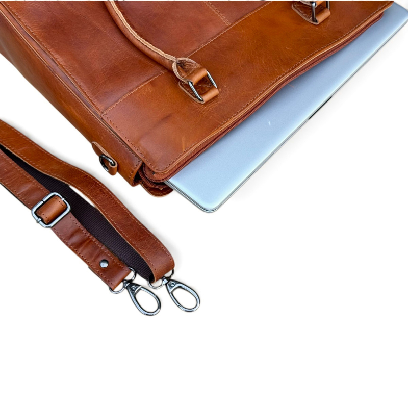 Dam pc-väska i cognac buffelläder - För 15,6" pc - Leather design