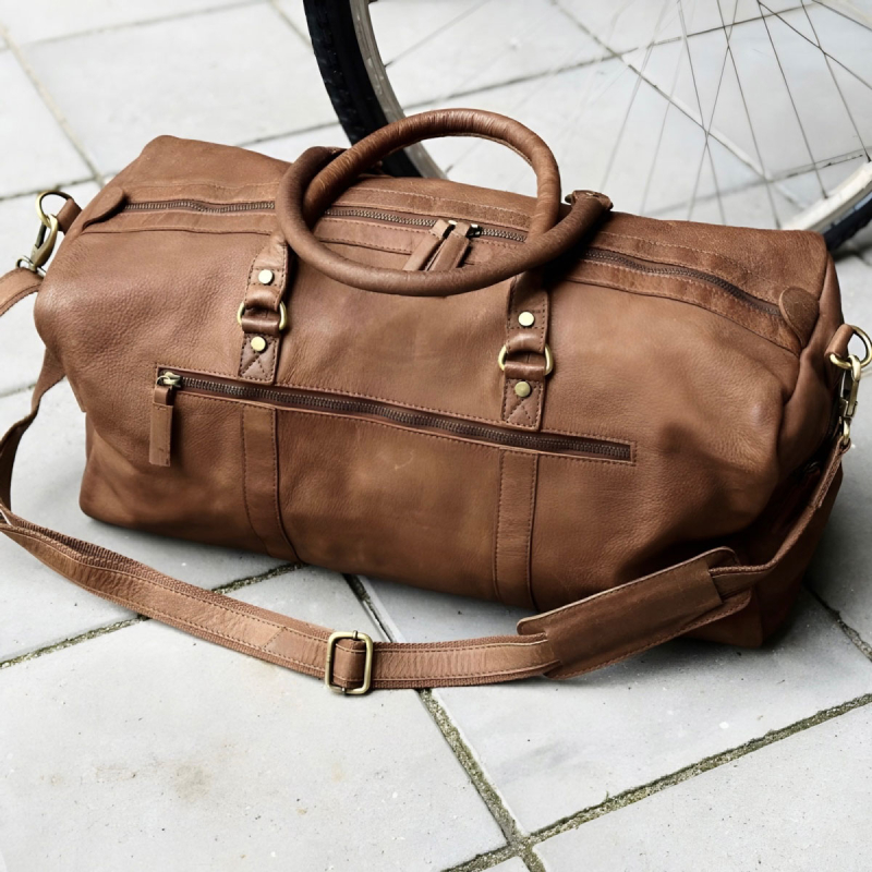 Cognac Malaga weekendtaske i bøffellæder - Freja skind