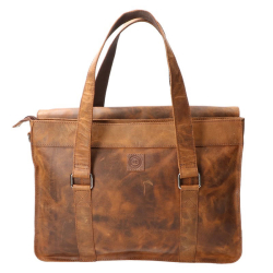 Denise arbejdstaske i hunter brun bøffellæder - Leather design - Freja skind