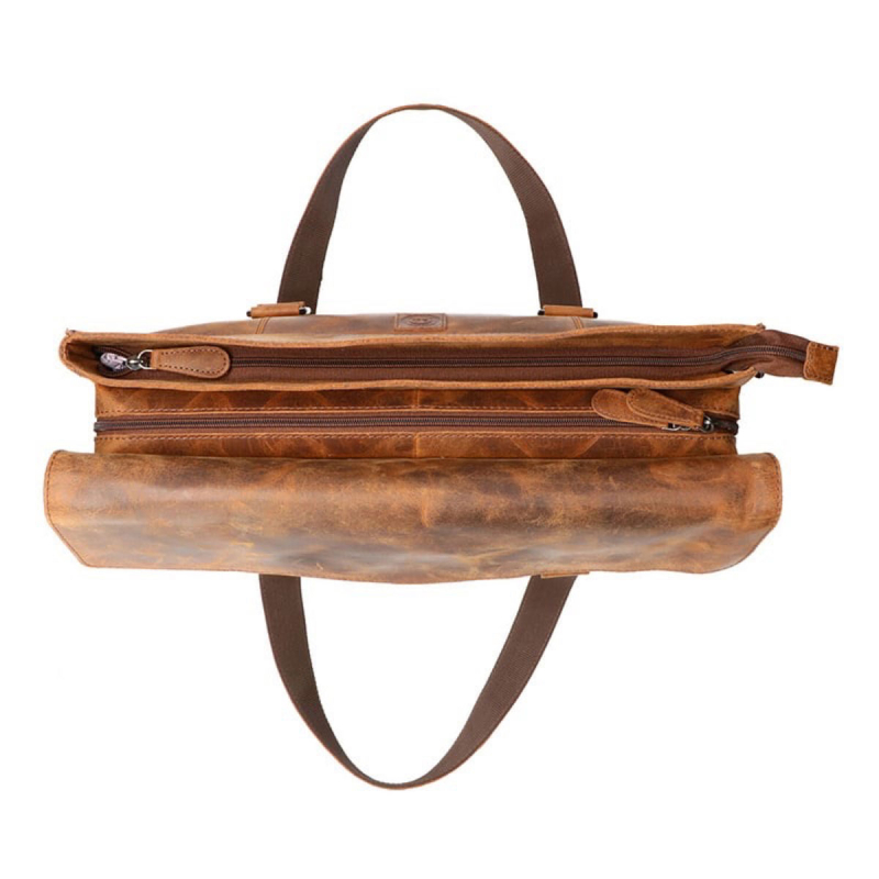 Denise arbejdstaske i hunter brun bøffellæder - Leather design - Freja skind