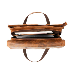 Denise arbejdstaske i hunter brun bøffellæder - Leather design - Freja skind