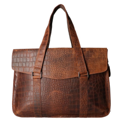 Denise arbejdstaske i hunter brun bøffellæder - Leather design - Freja skind