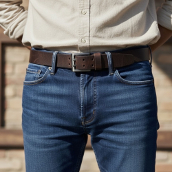 Mørk brun Texas læderbælte - Herre - 40 mm - Freja skind