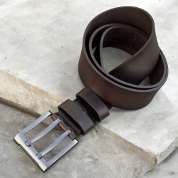 Mørk brun Texas læderbælte - Herre - 40 mm - Freja skind
