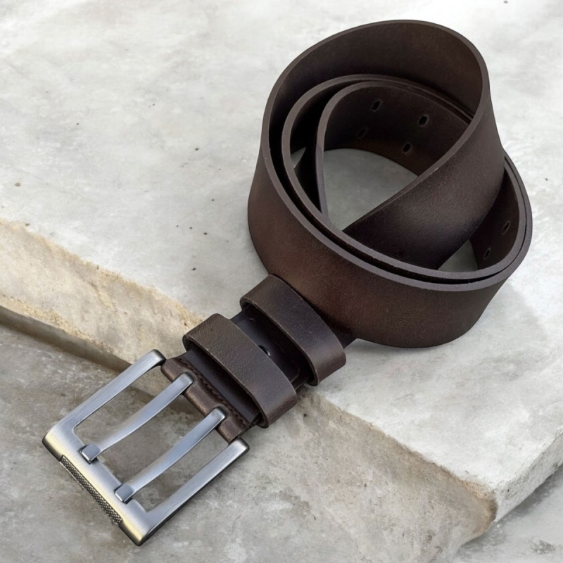 Mørk brun Texas læderbælte - Herre - 40 mm - Freja skind