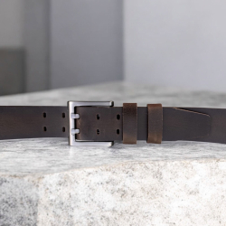 Mørk brun Texas læderbælte - Herre - 40 mm - Freja skind