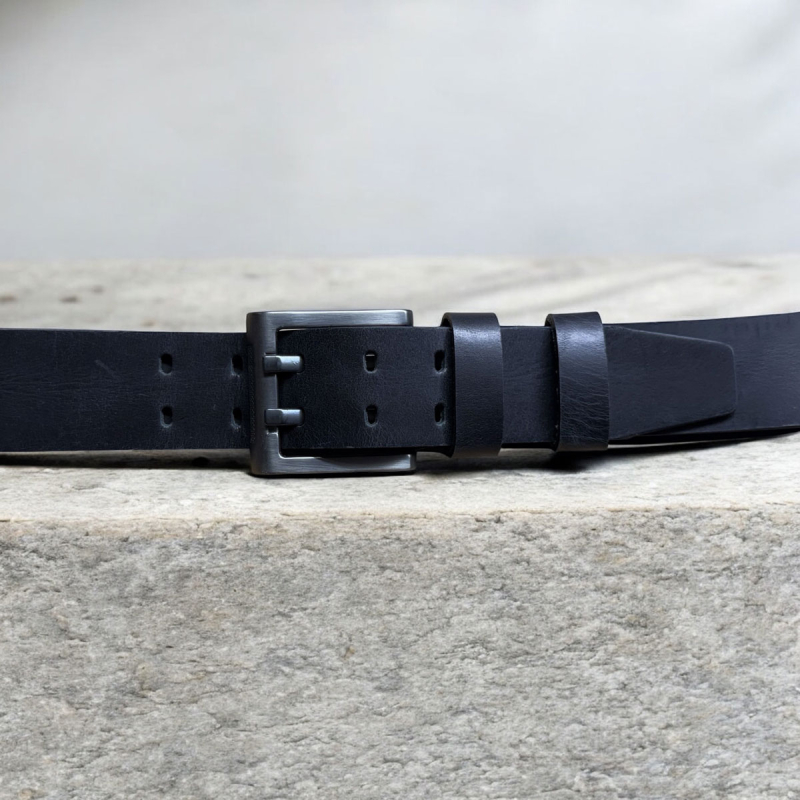 Sort herre læderbælte 40 mm - Texas  - Freja skind