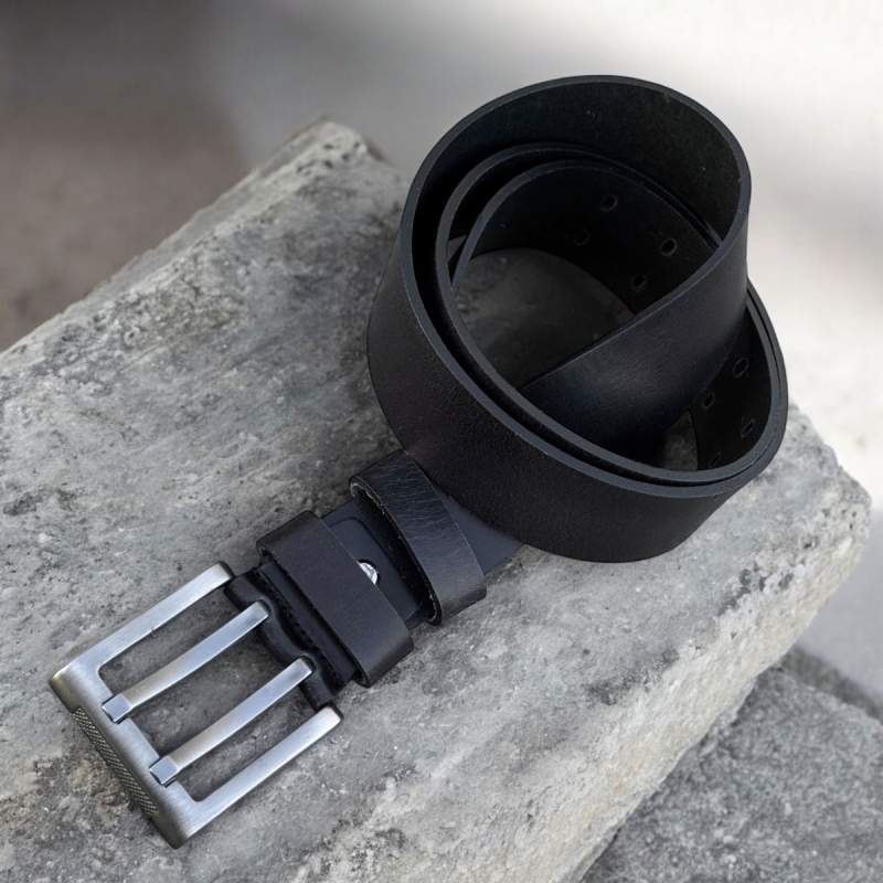 Sort herre læderbælte 40 mm - Texas  - Freja skind