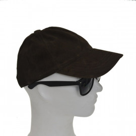 Mørk brun ruskinds cap - Freja skind