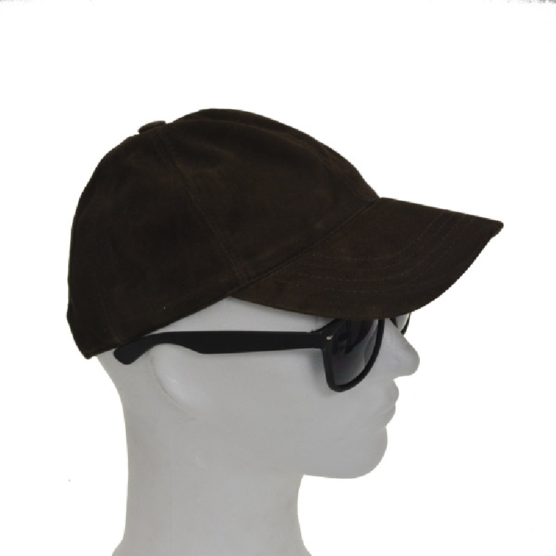 Mørk brun ruskinds cap - Freja skind