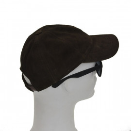 Mørk brun ruskinds cap - Freja skind