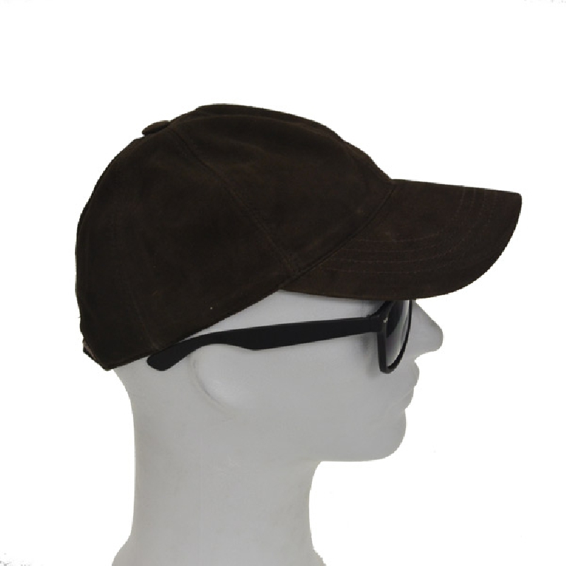 Mørk brun ruskinds cap - Freja skind