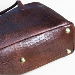 Shila skuldertaske med hånd / skulderhanke og aft rem - Croco præg skind - Leather design - Freja skind